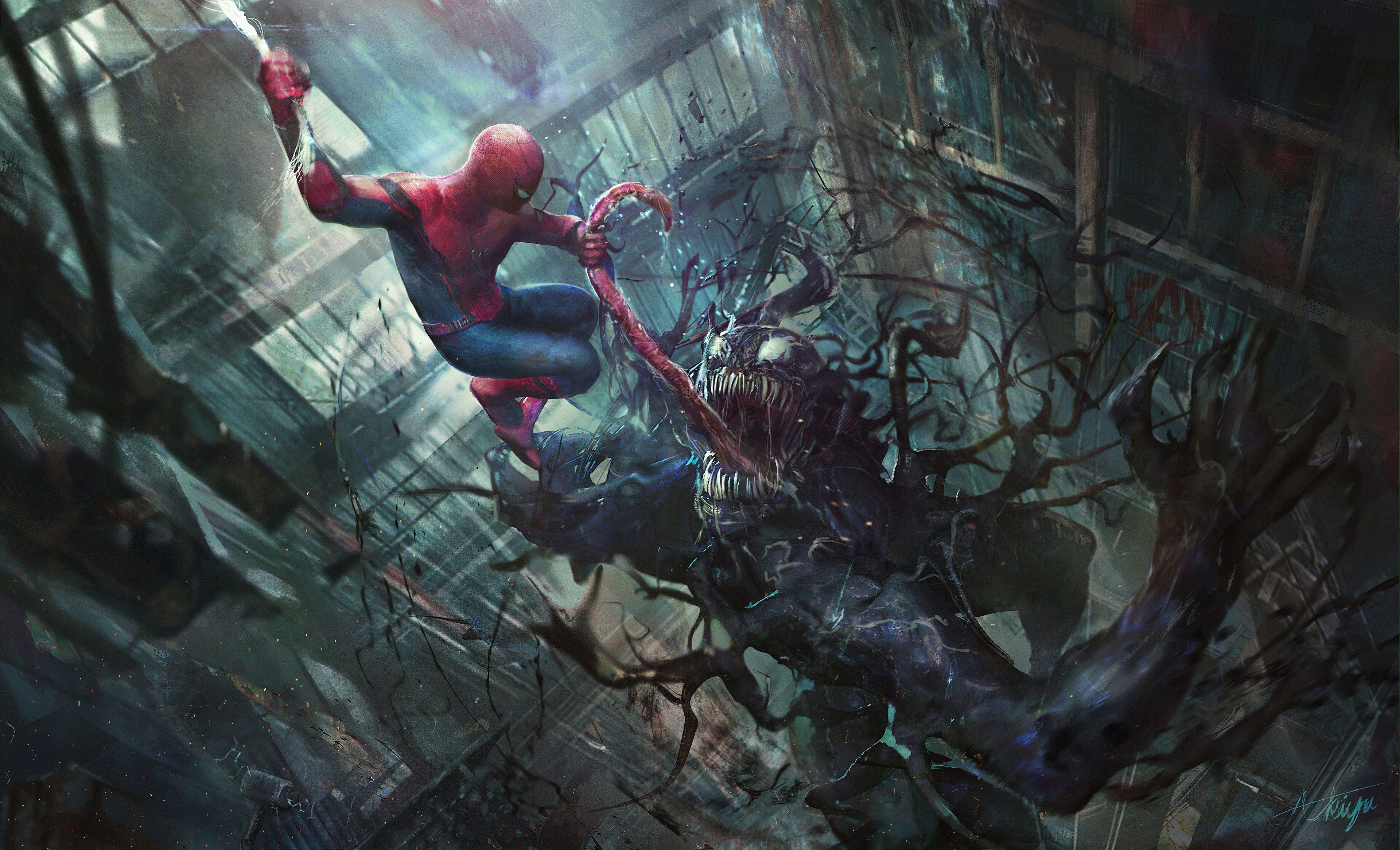 3840x2332 Spider Man Ripping Out Venom's Tongue « MyConfinedSpace