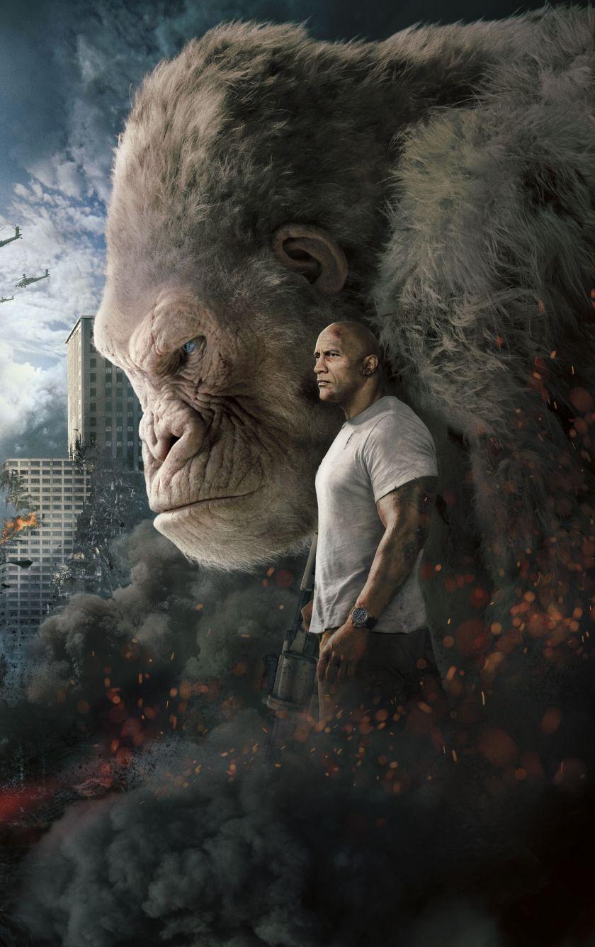 840x1336 Download 840x1336 wallpaper rampage, 2018 movie, gorilla, poster