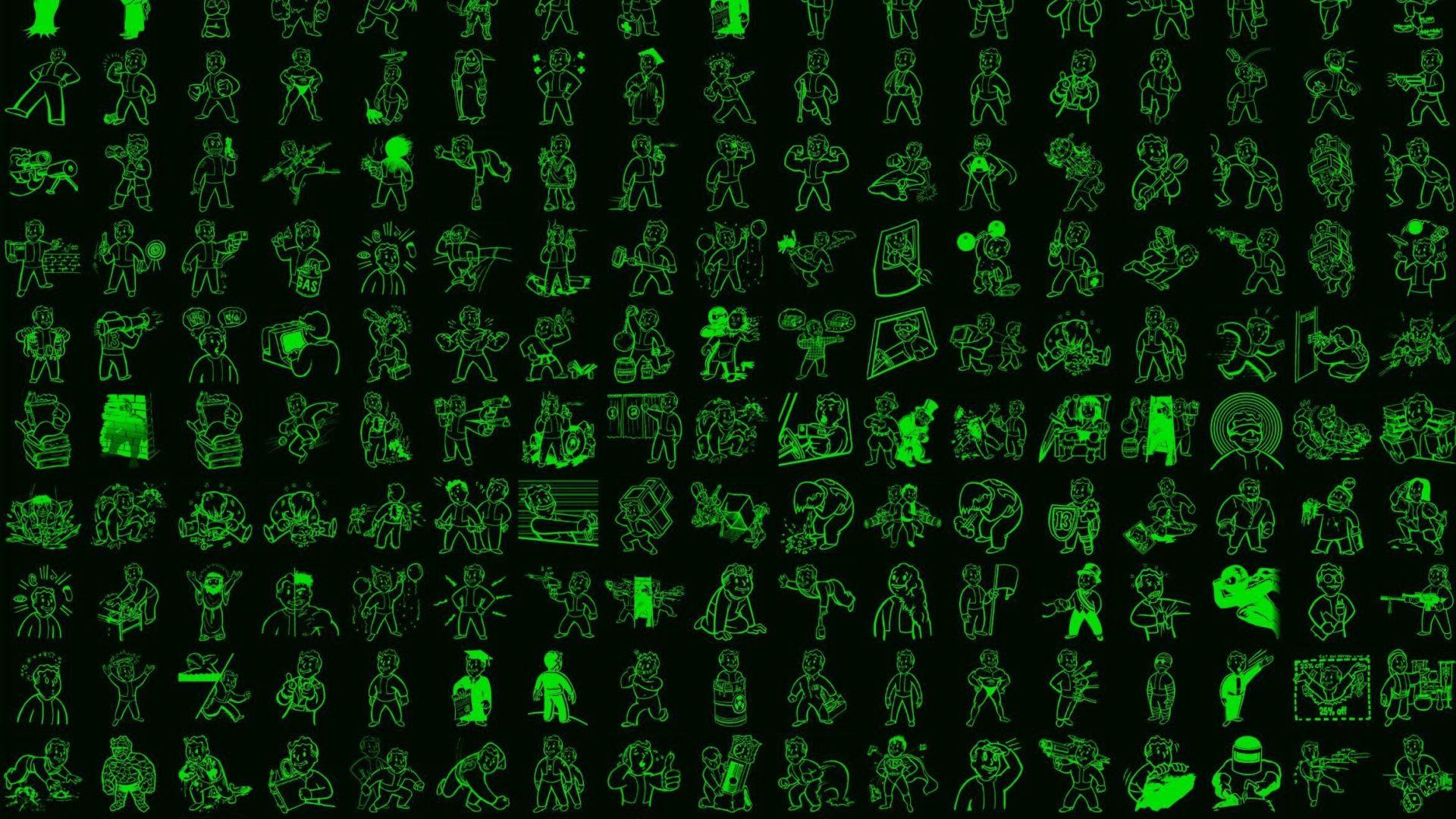 1920x1080 Figures characters Fallout, black background Desktop wallpaper
