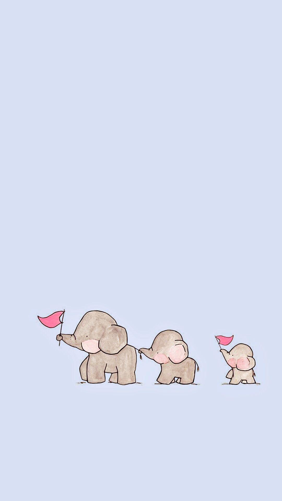 1080x1920 Kawaii Baby Elephants Wallpaper