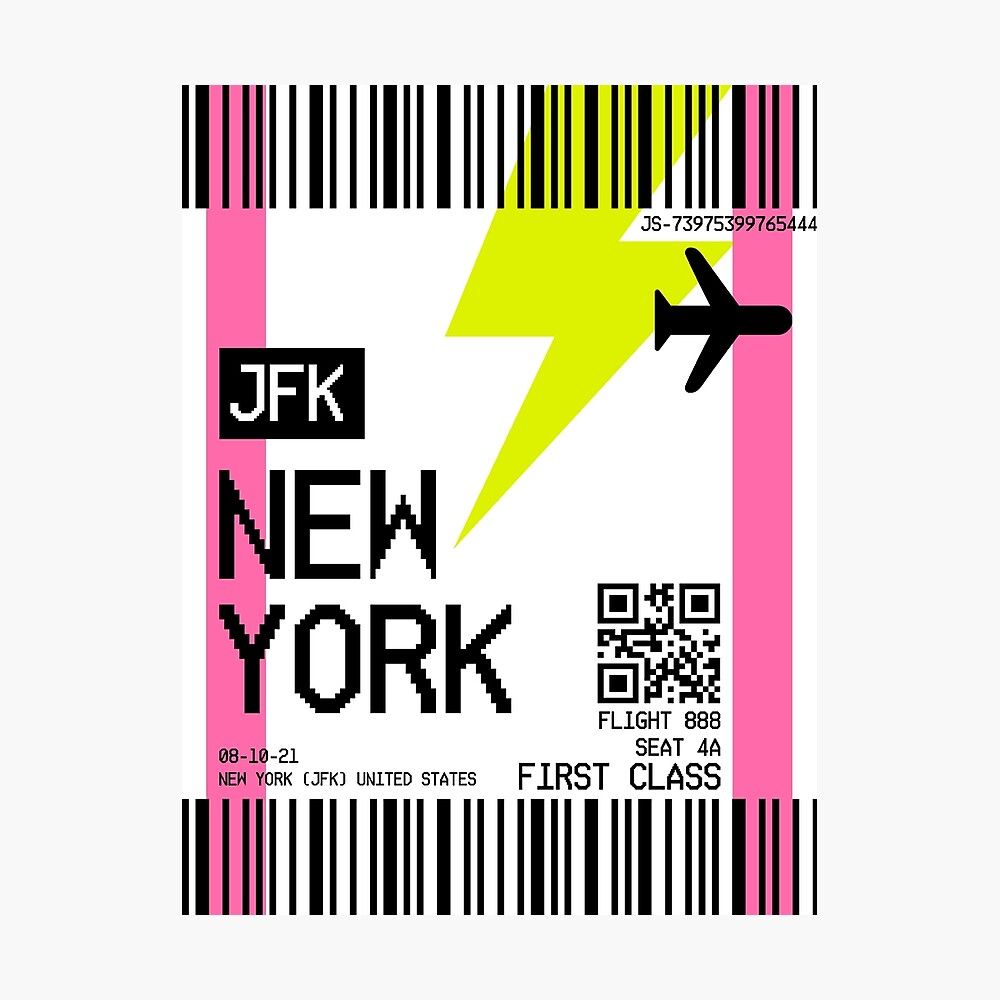 1000x1000 NEW YORK plane ticket Greeting Card