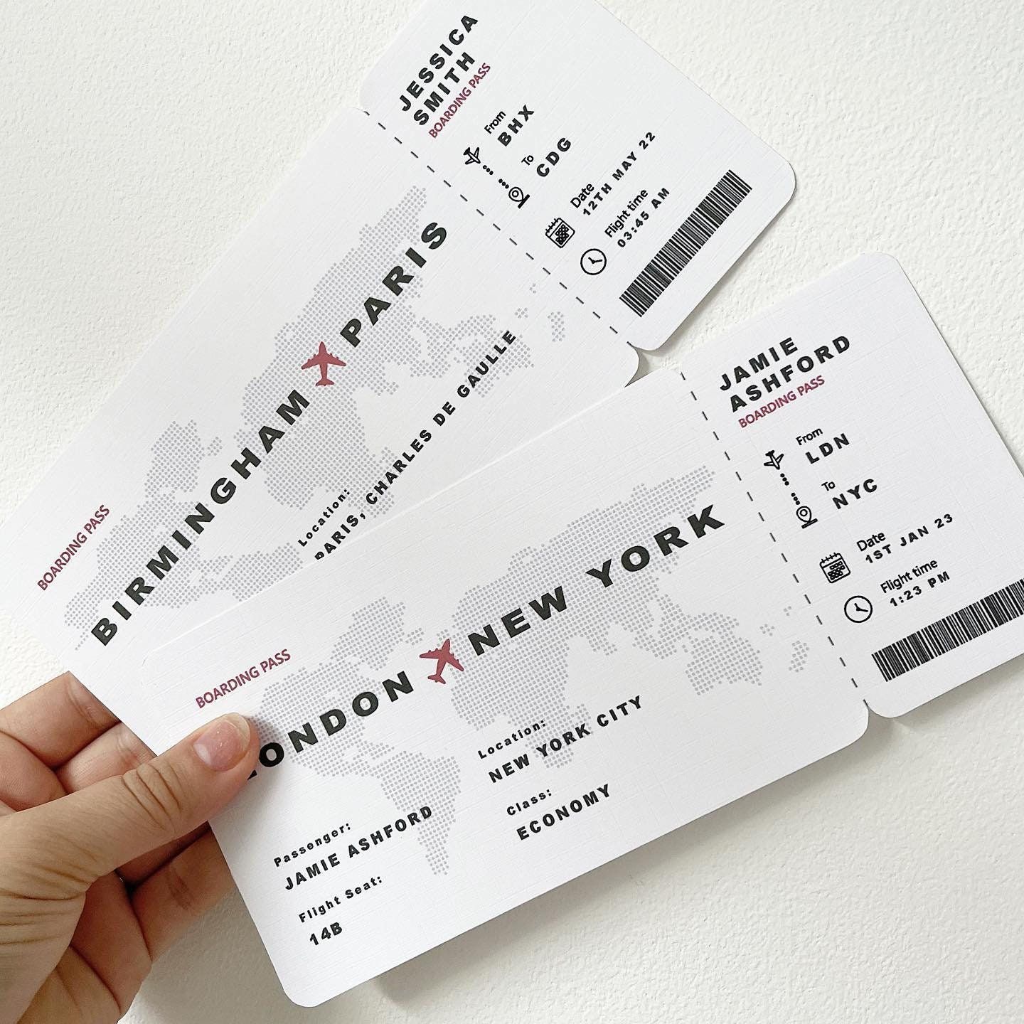 1440x1440 Personalised Surprise Trip Boarding Pass Ticket: Holiday Reveal Gift, Plane Trip, Christmas Event Ticket, Birthday Gift