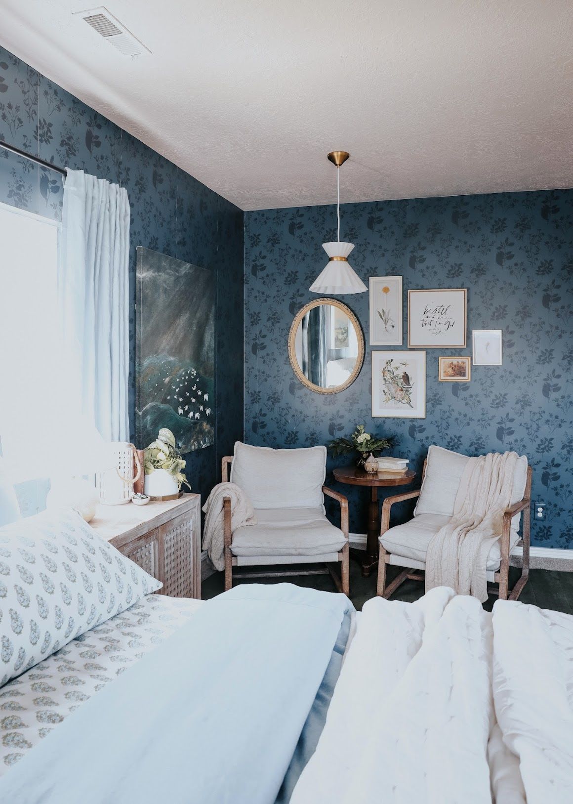 1160x1627 White Walls to a Cozy Blue Wallpaper Room With Grace