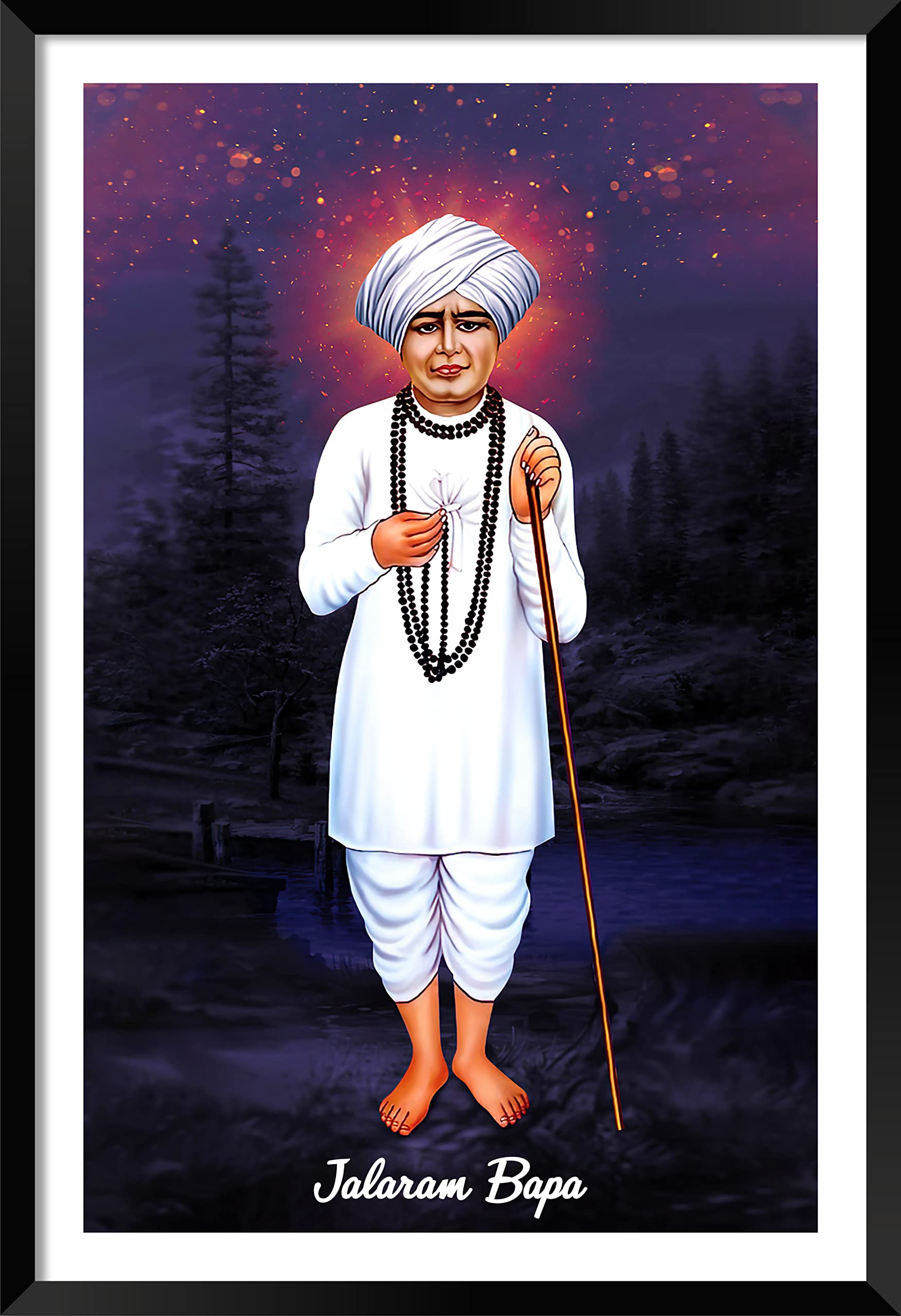 1752x2560 DBrush Jalaram bapa wall photo frame for office home jalaram bapa religious blessing wall hanging painting 14x20 inch large size wall decor gift (Laminated coated) : Amazon.in: Home & Kitchen