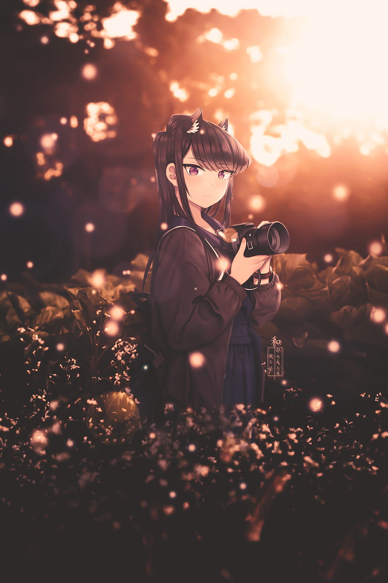 800x1200 Komi Shouko, anime, anime girl, cat girl, evening, fairies, manga, graphy, young, HD phone wallpaper