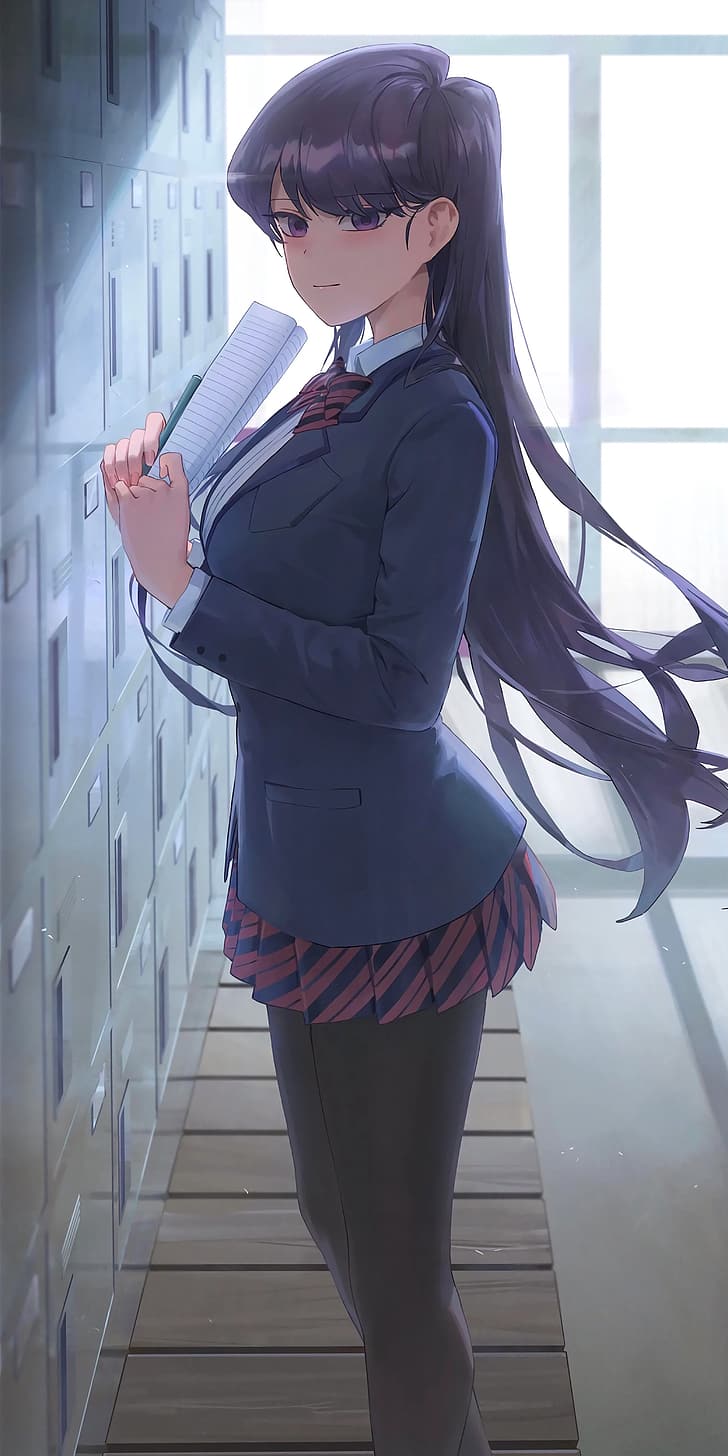 728x1456 HD Wallpaper: Komi Shuuko, Komi San Wa, Comyushou Desu., Anime Girls, Fan Art
