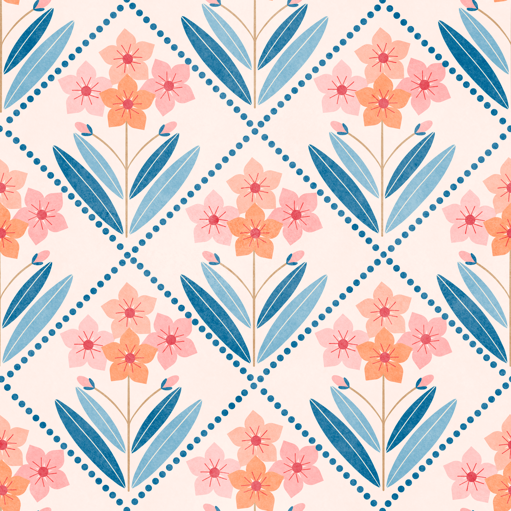 1946x1946 Oleander Peel and Stick Wallpaper, Flowers, Geometric