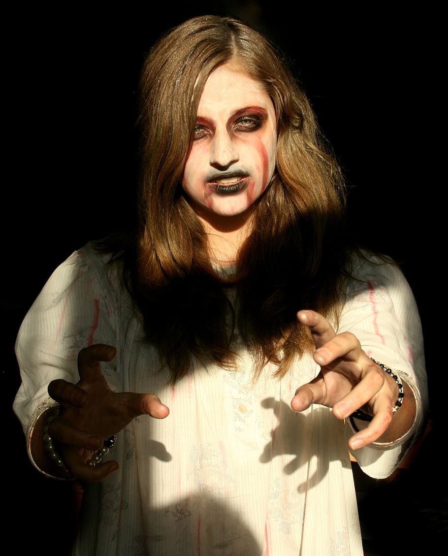 910x1129 HD wallpaper: woman wearing ghost costume, horror, halloween, girl, fear, studio shot