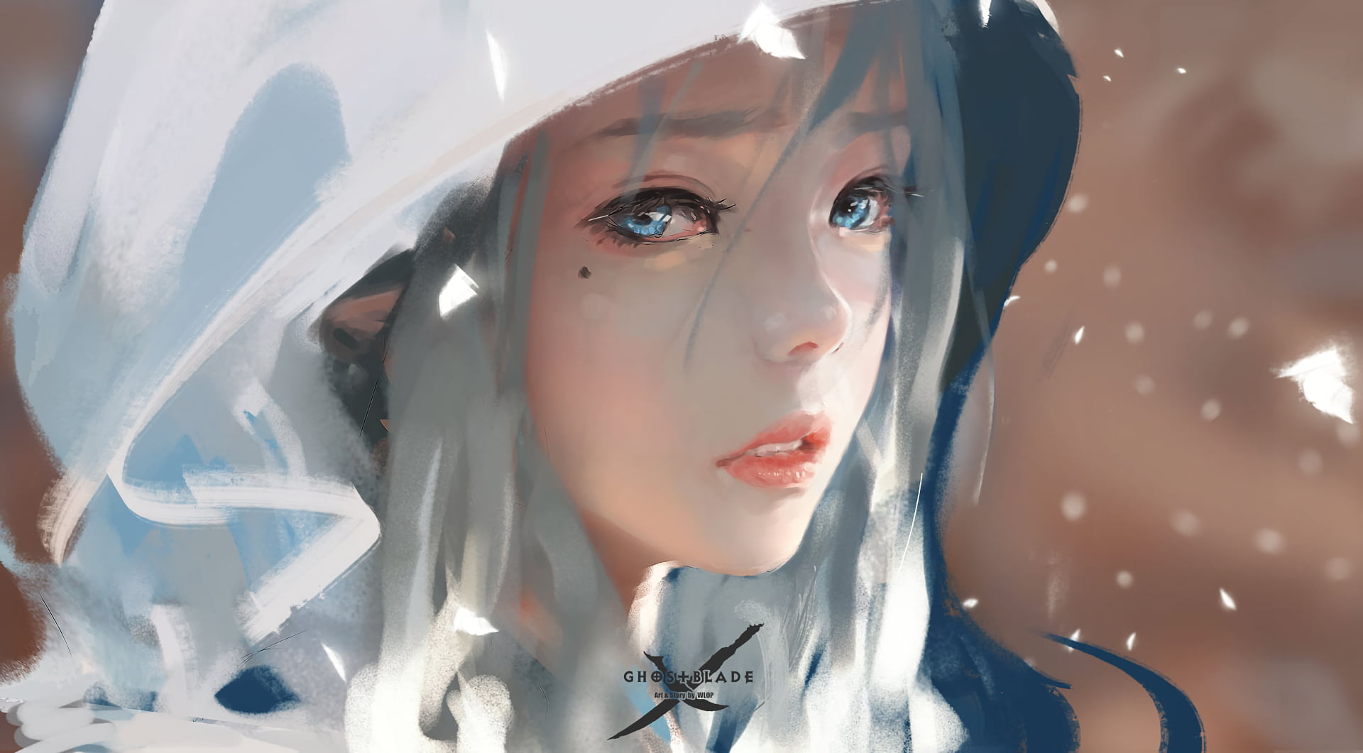 1920x1061 Female anime character, fantasy art, WLOP, Ghost + Blade HD wallpaper