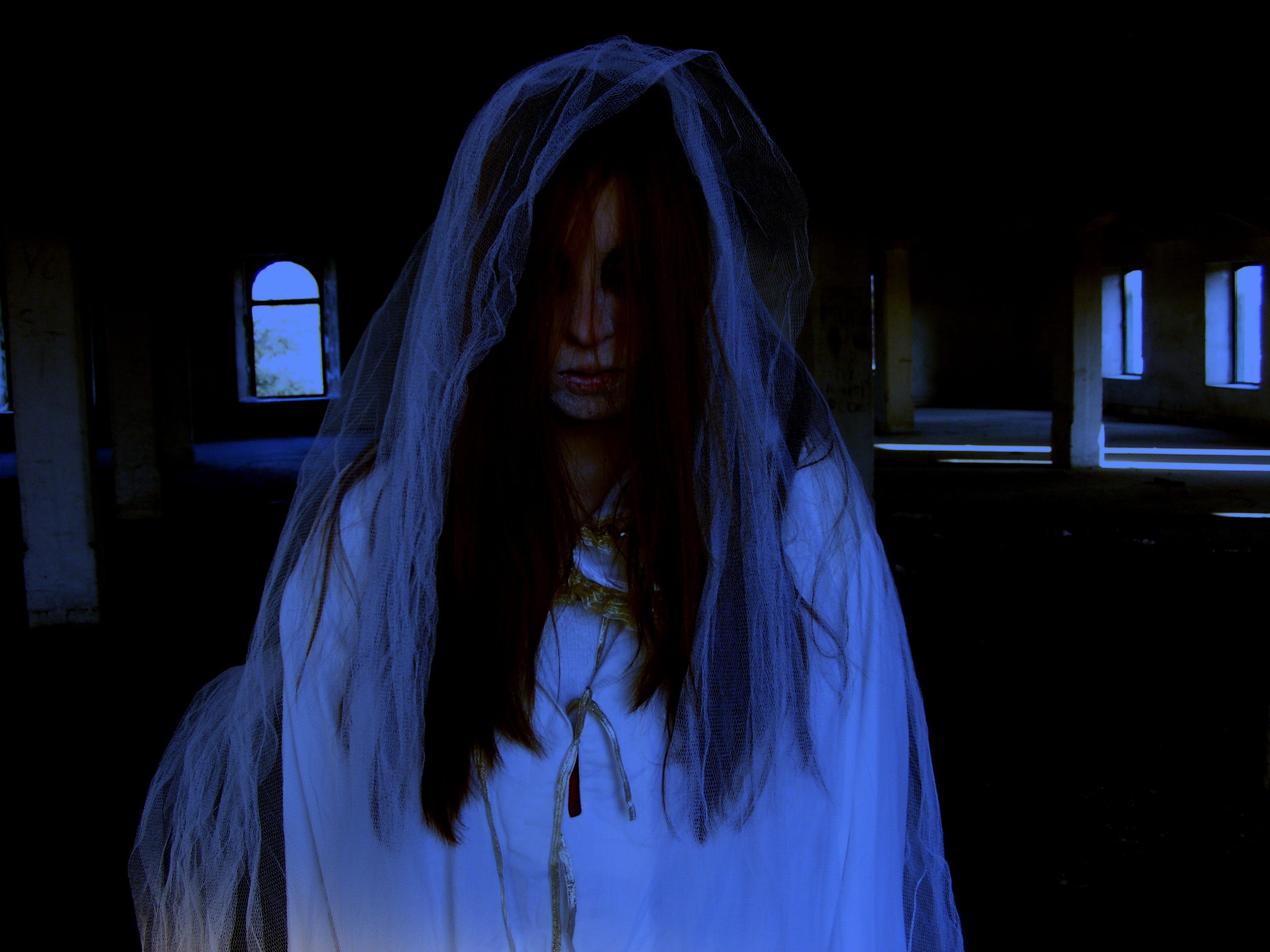 3072x2304 Royalty Free Photo: Woman Wearing White Dress And Veil