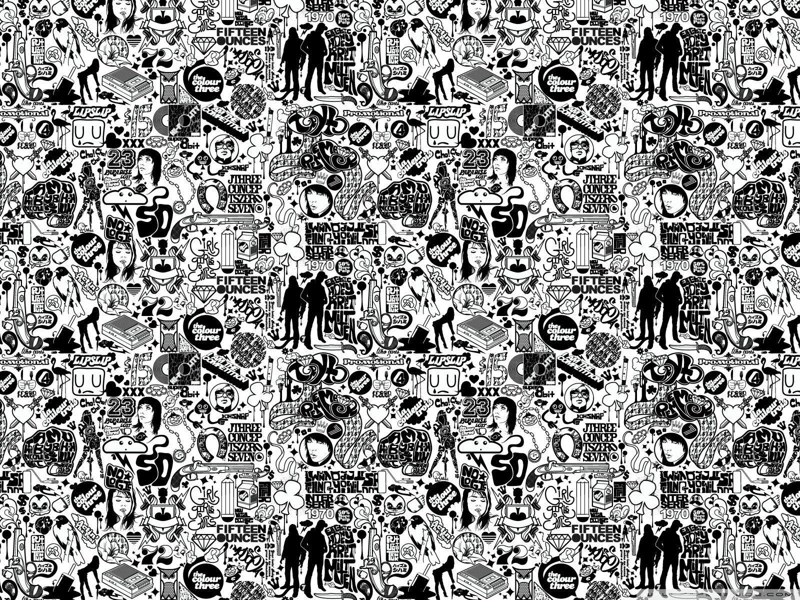 1600x1200 Black Collage Laptop Wallpaper