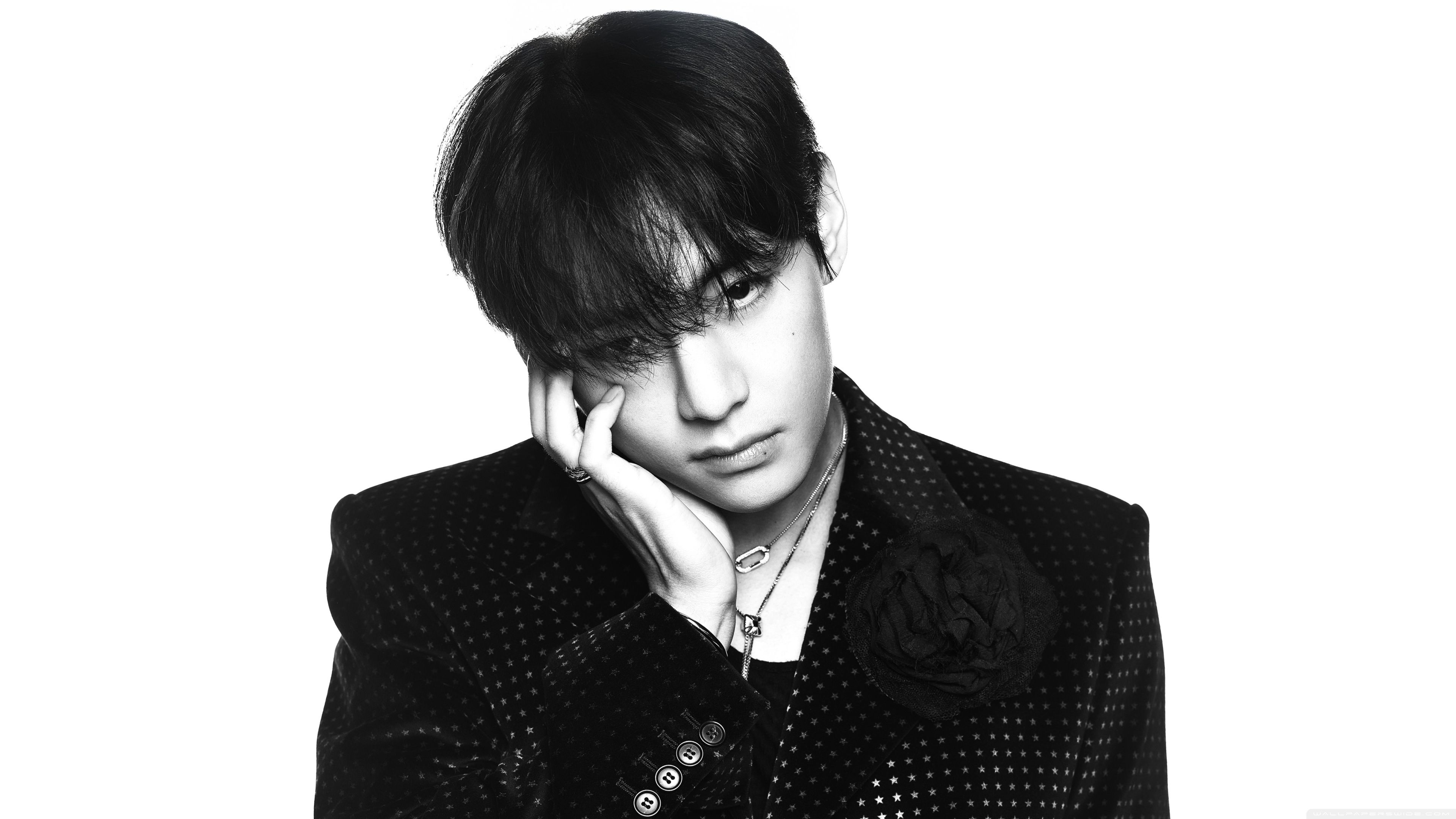 3840x2160 Kim Taehyung V BTS Black and White Portrait 4K UHD Wallpaper for UltraHD Desktop and TV : Widescreen and UltraWide Display : Dual Monitor : Smartphone and Tablet Devices