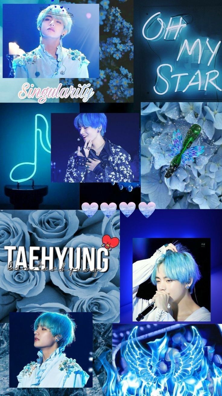 736x1308 Teal Blue Wallpaper. V Blue Hair Wallpaper, Blue Bts Wallpaper, Bts Aesthetic Wallpaper For Phone