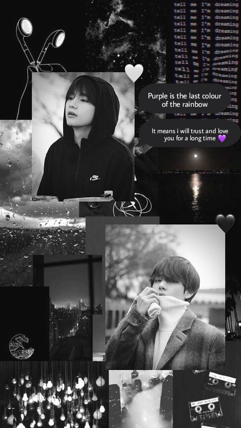 800x1422 V Tae Hyung, Aesthetic, Black, Bts, K Pop, Priti, HD Phone Wallpaper