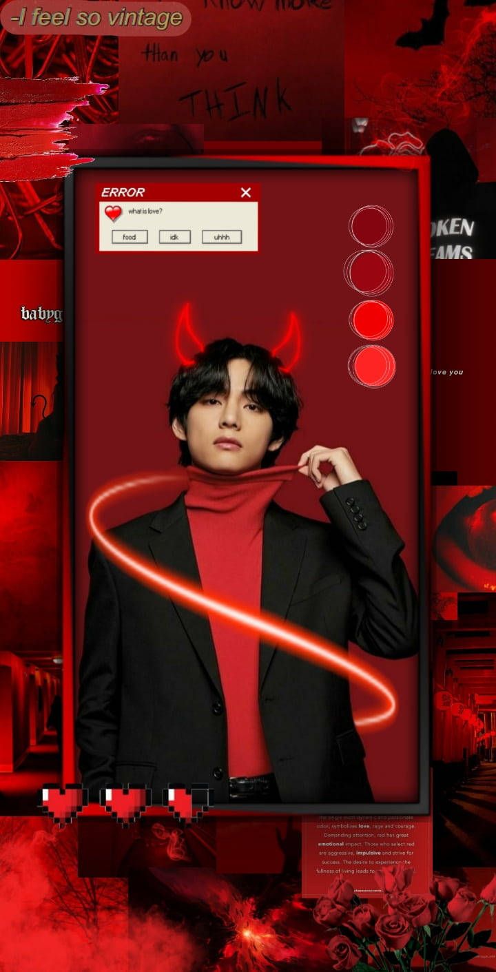 720x1411 Red Love Bts Member V Aesthetic Wallpaper