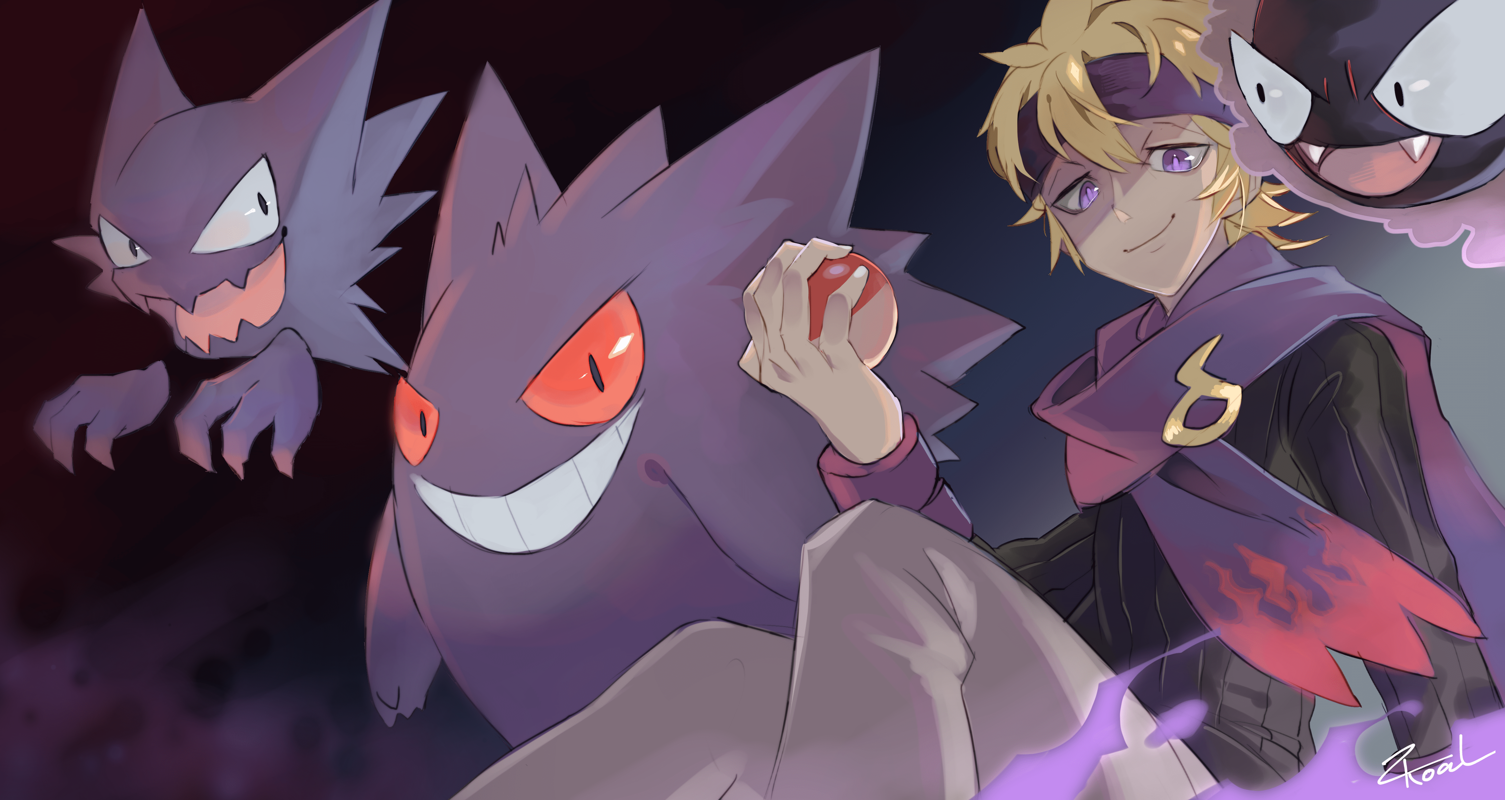4901x2605 HD Wallpaper: Mega Gengar and the Haunting Hex Maniac