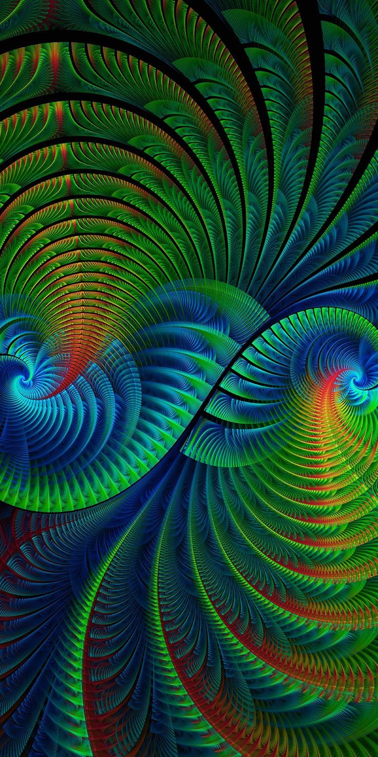 736x1472 Greenish Blue Fractal, Swirling, Curvy, 1080x2160 Wallpaper