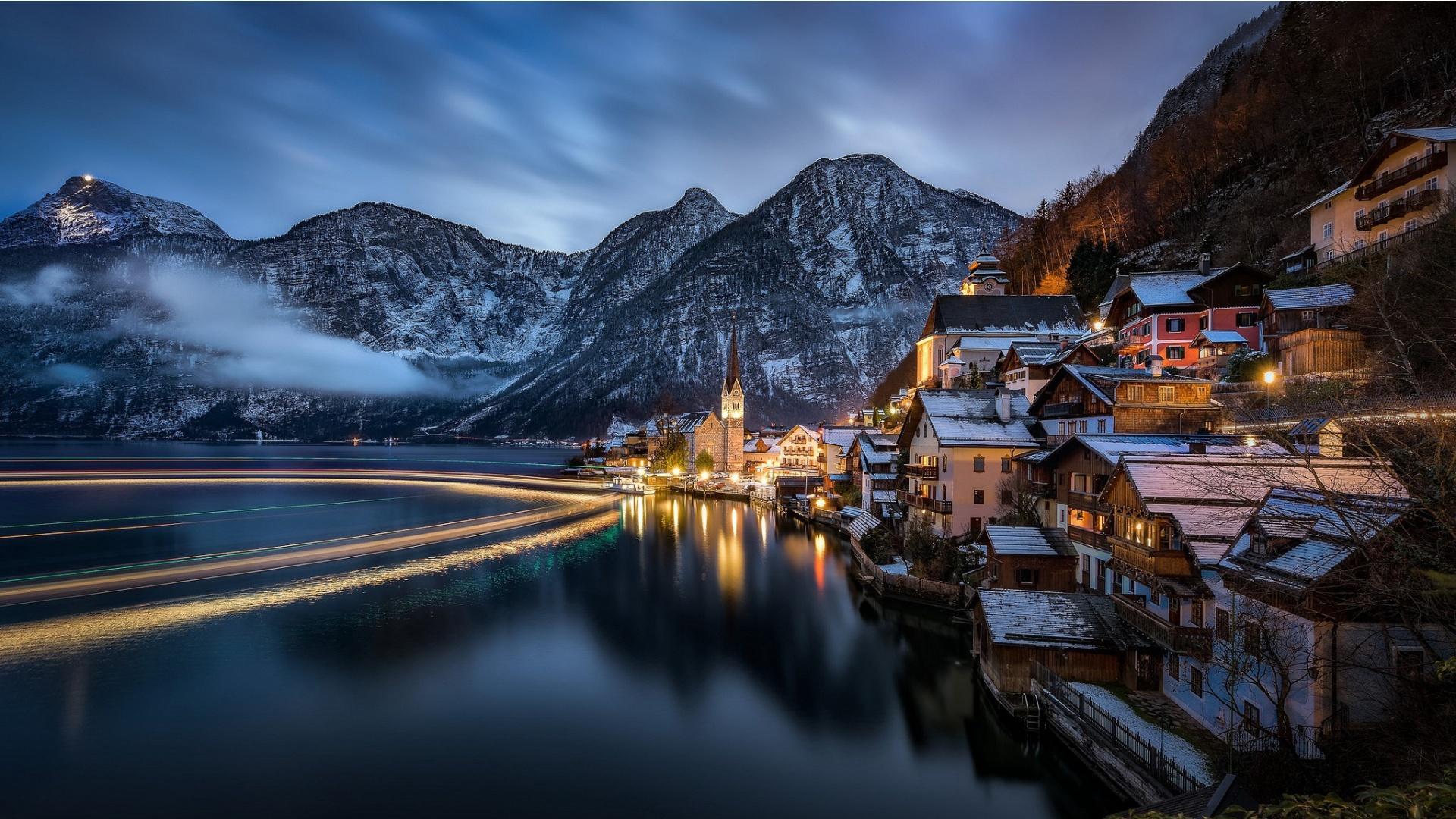1920x1080 Hallstatt Winter Wallpaper HD