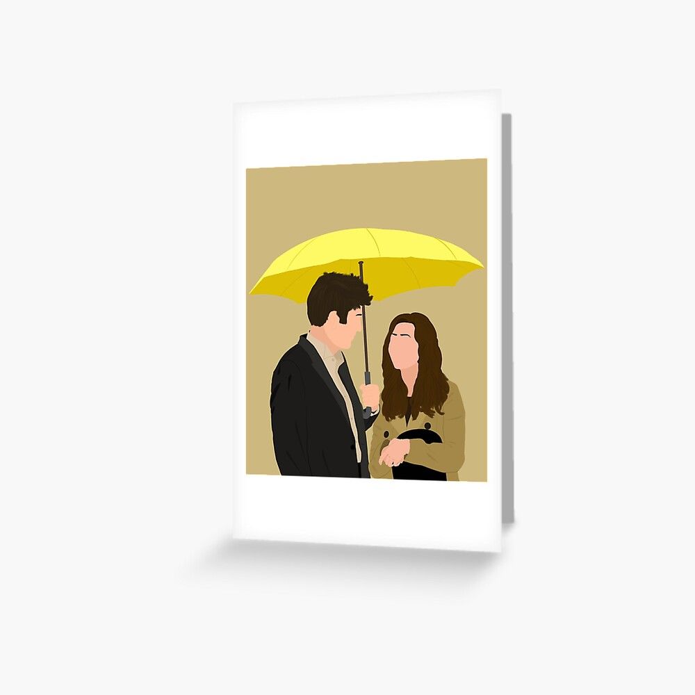 1000x1000 How I Met Your Mother Ted and Tracy Yellow Umbrella Greeting Card