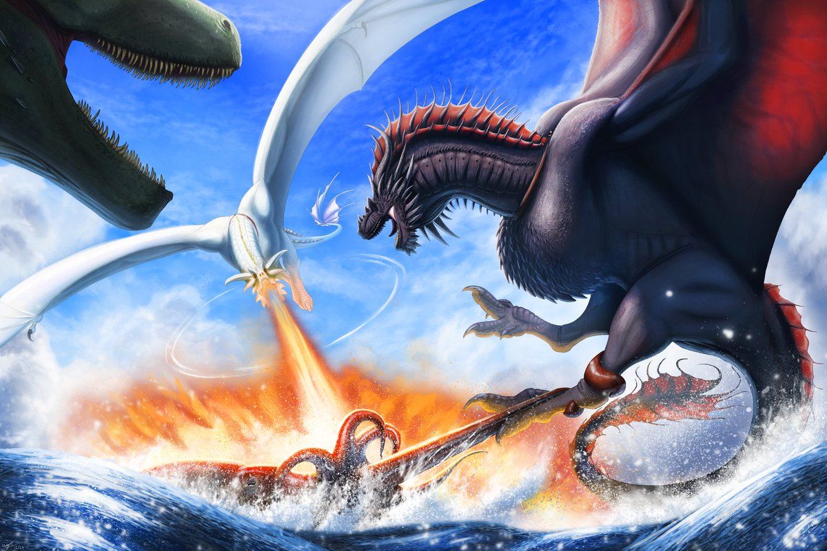 1200x800 Brief return to SM to drop this. Aegon the Conqueror and his sister wives, Rhaenys and Visenya, take their dragons out to hunt lunch. The Kraken they chose, though, might aswell turn