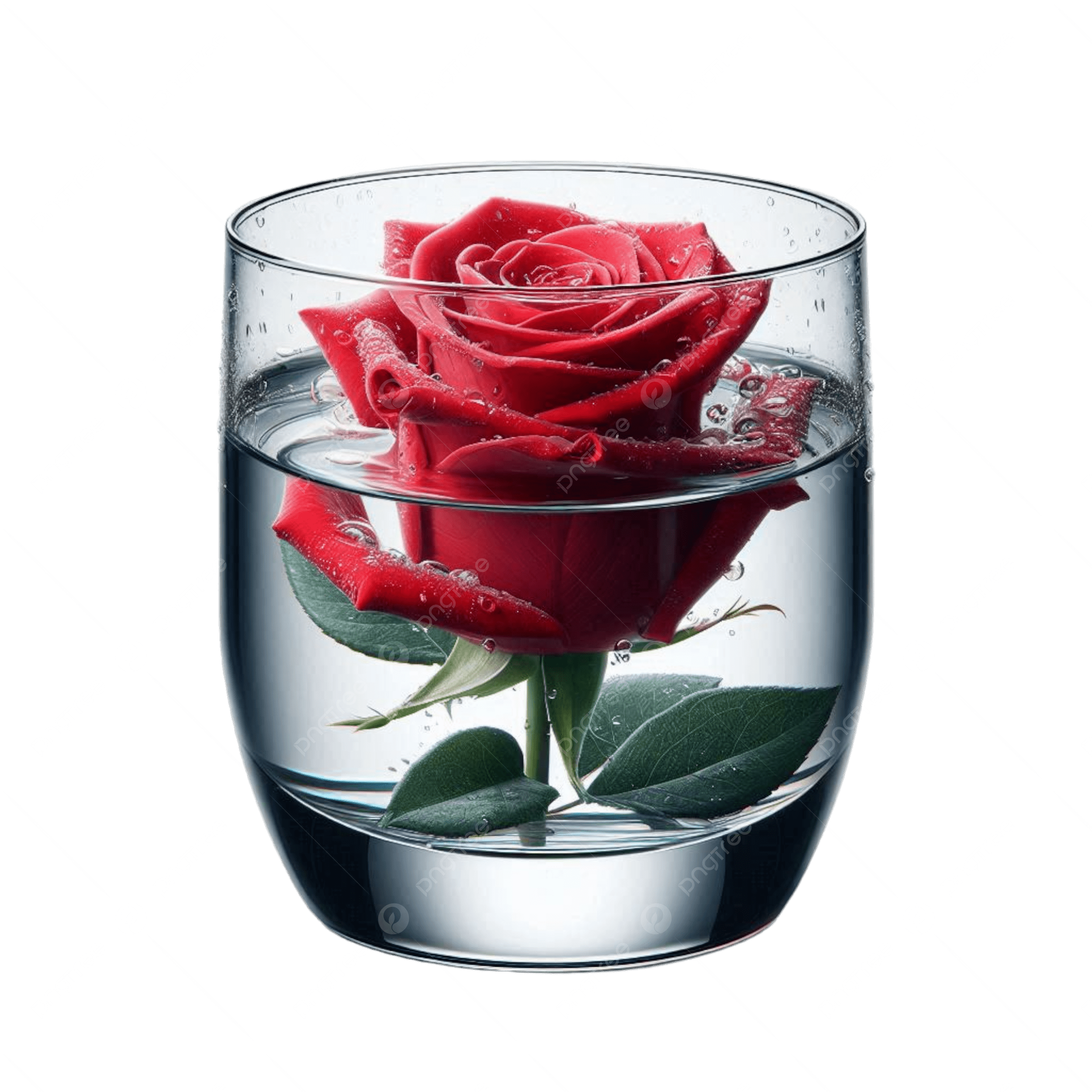 2500x2500 Red Rose Still Life Classic Beauty In A Glass, Single Red Rose, Crystal Clear Water Glass, Floral Arrangement PNG Transparent Image and Clipart for Free Download