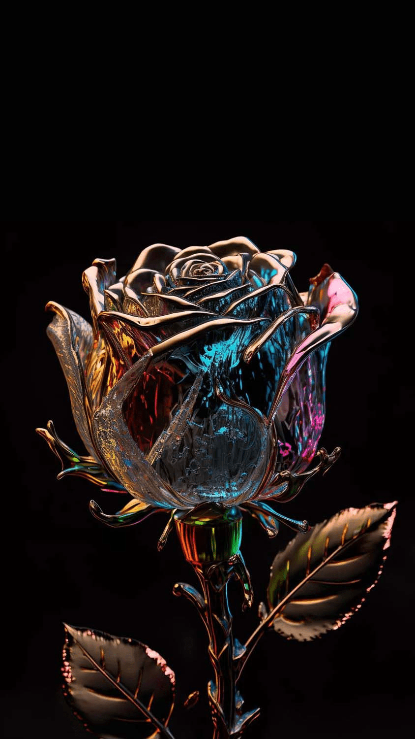 844x1500 Glass Rose Wallpaper
