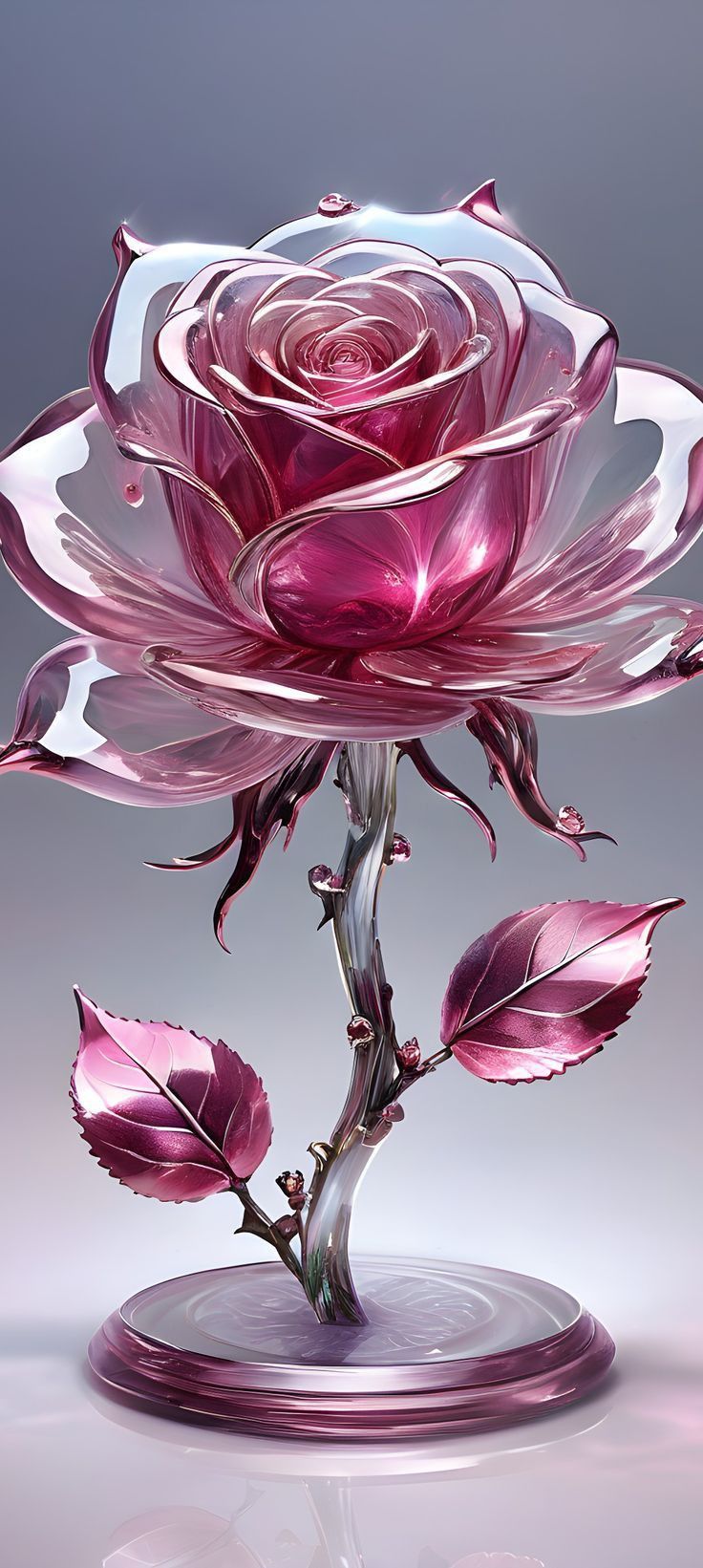 736x1641 Pink Rose on Glass Base. Gift ideas for flower lovers, Glass rose sculpture, Pink glass