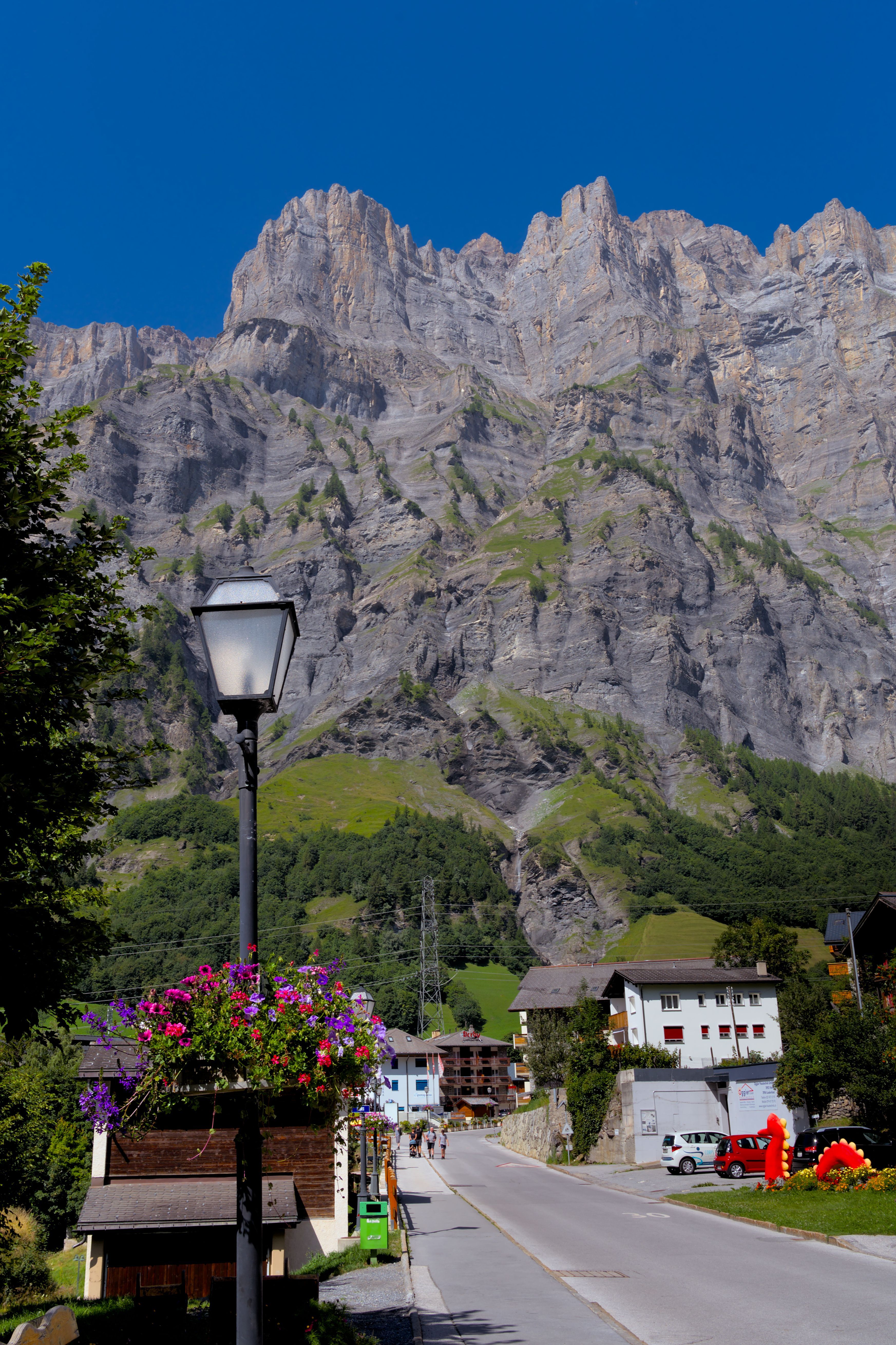 3490x5239 Street at the Foot of a Mountain in Leukerbad Switzerland · Free