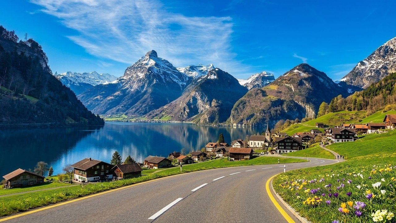 1280x720 Beautiful Summer Drive in Switzerland