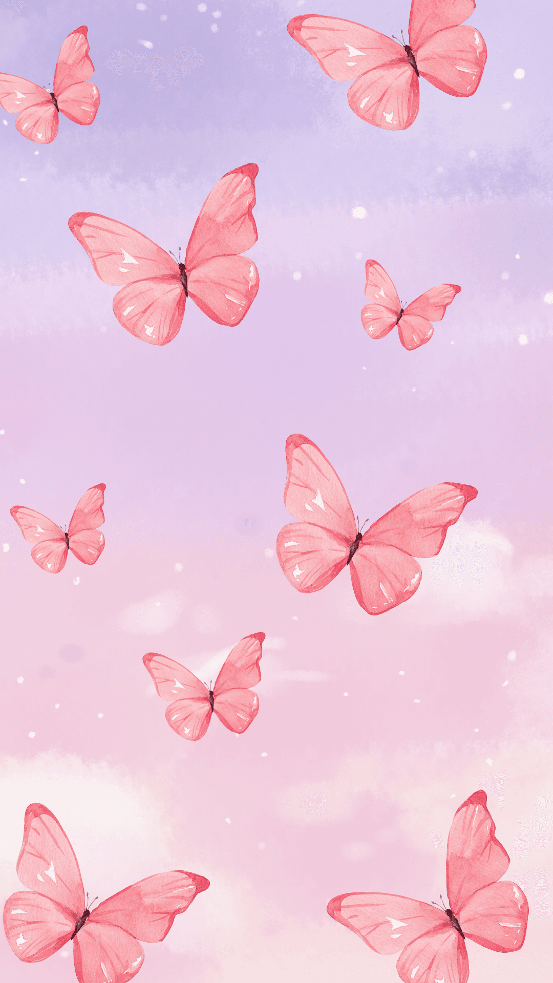 1080x1920 Pink Butterfly Aesthetic Printable Wallpaper