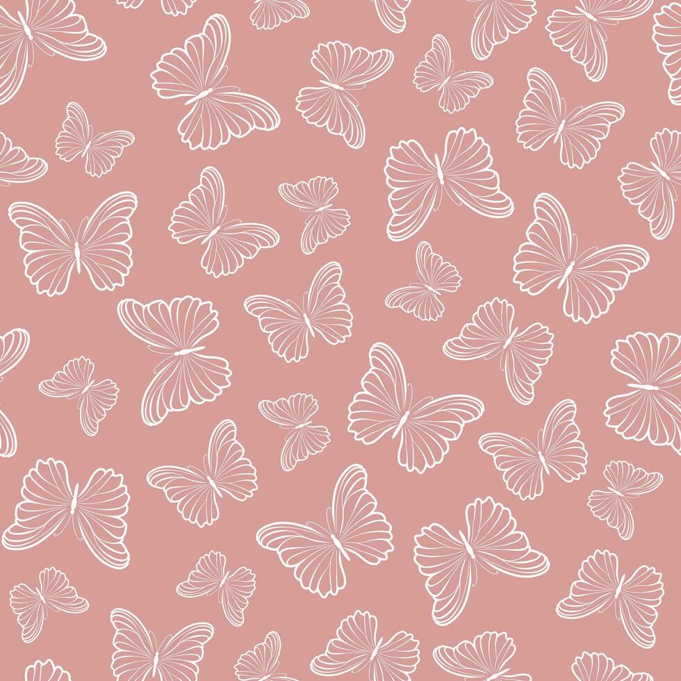 980x980 Butterfly seamless repeat pattern design on pink. Cute butterfly vector wallpaper