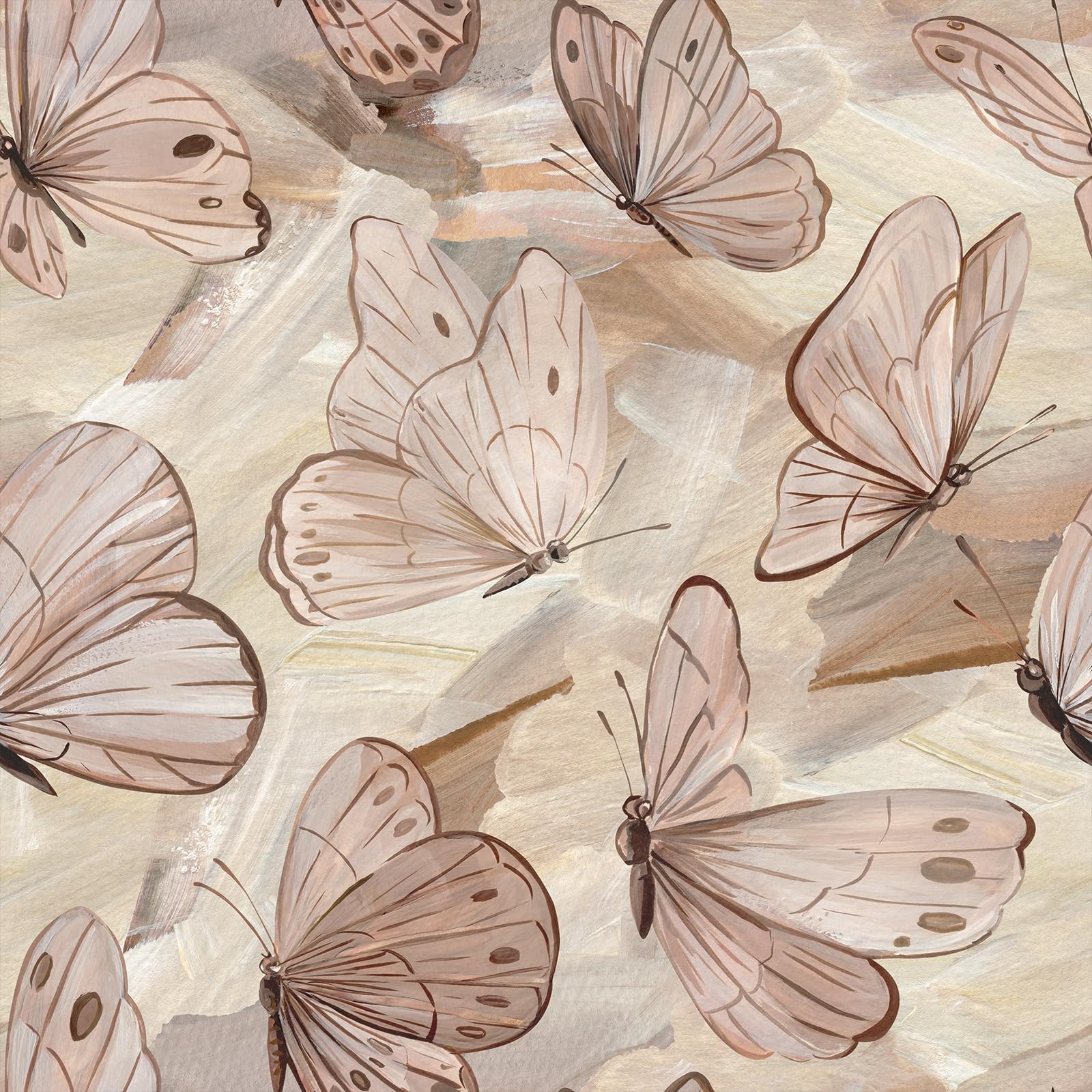 1600x1600 VaryFloral Boho Butterfly Wallpaper for Bedroom Watercolor Beige Light Pink Insect Wallpaper Peel and Stick Decorative Butterfly Contact Paper for Cabinet, Self Adhesive, Removable, Elegant, 12x118