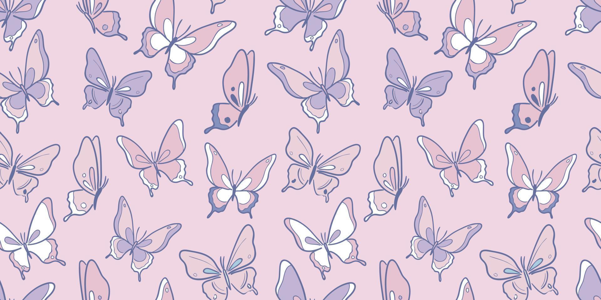1920x960 Pink and purple butterfly vector pattern