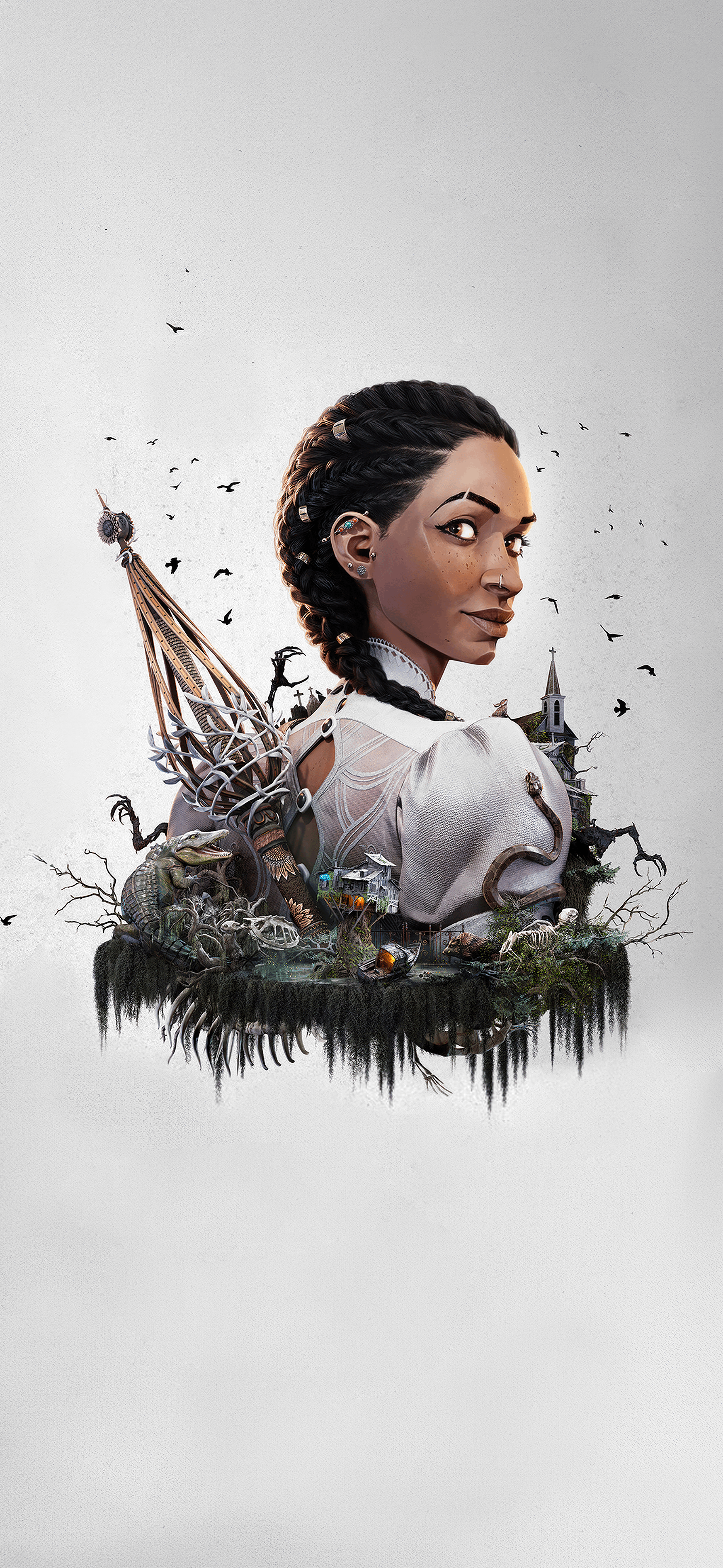 1744x3780 Made a textless mobile wallpaper from the South of Midnight poster