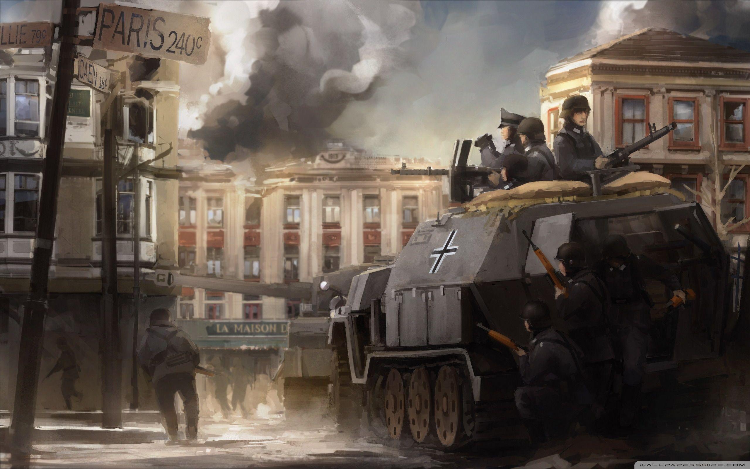 2560x1600 Paris War Painting Ultra HD Desktop Background Wallpaper for 4K