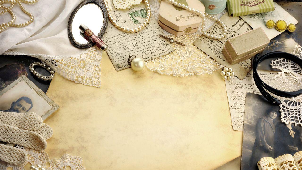 1280x720 retro, pearls, items, vintage, background, lace, vintage