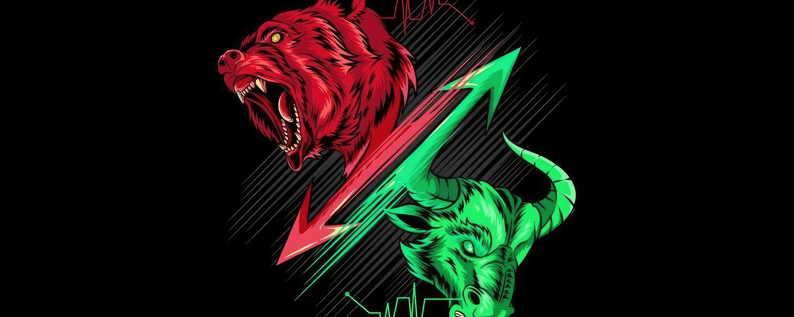 2560x1024 Bull And Bear Wallpaper, 2560x1024 Resolution HD 4k Wallpaper, Image, Background, Photos and Picture