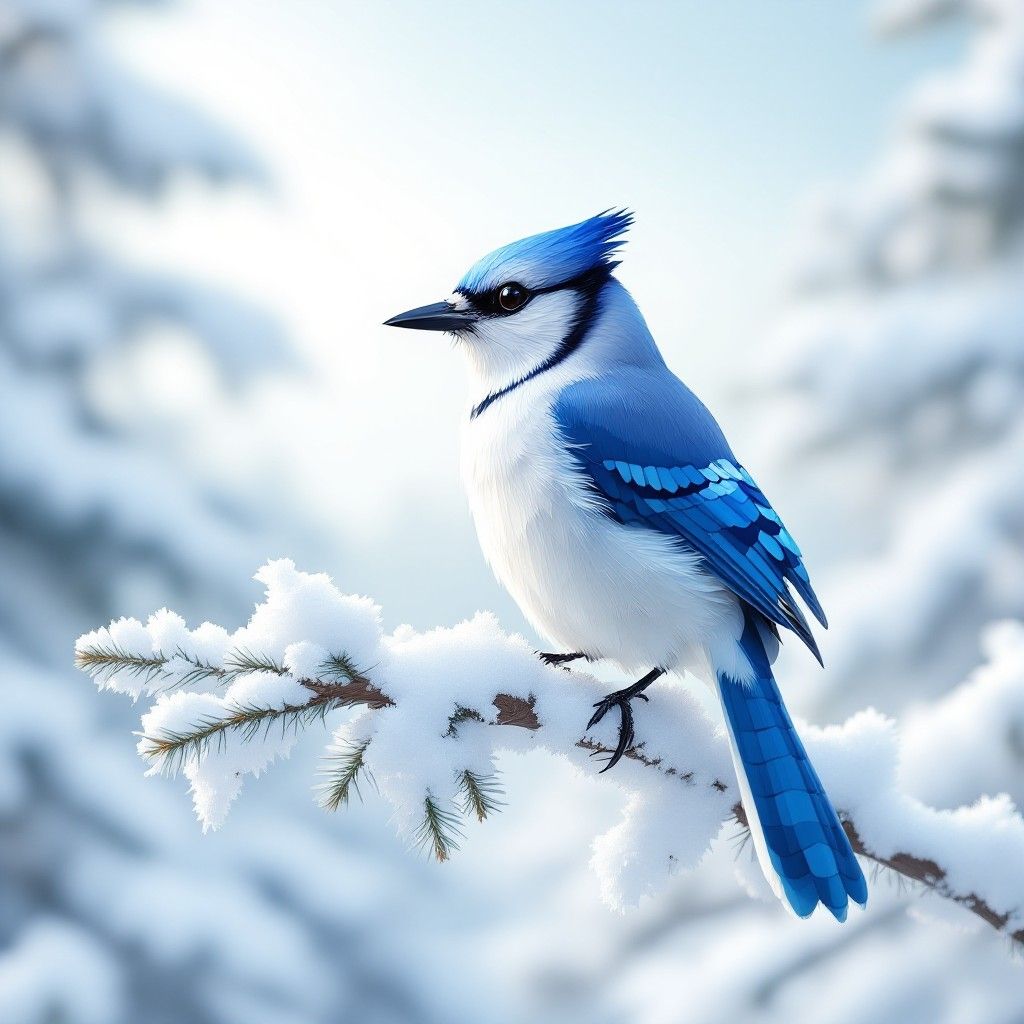 1024x1024 Free Blue Jay Perched Image, Blue, Jay