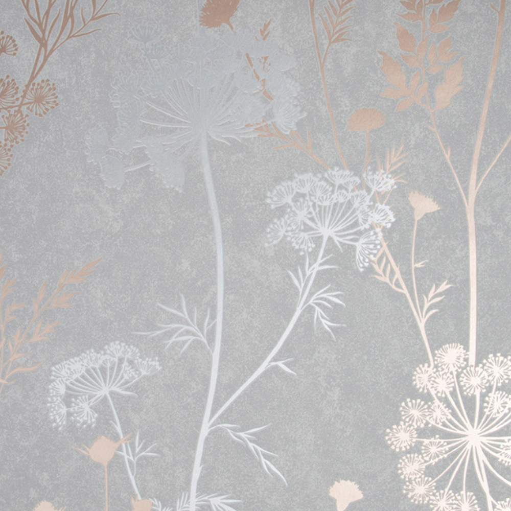 1000x1000 Superfresco Easy Cow Parsley Grey and Rose Gold Wallpaper