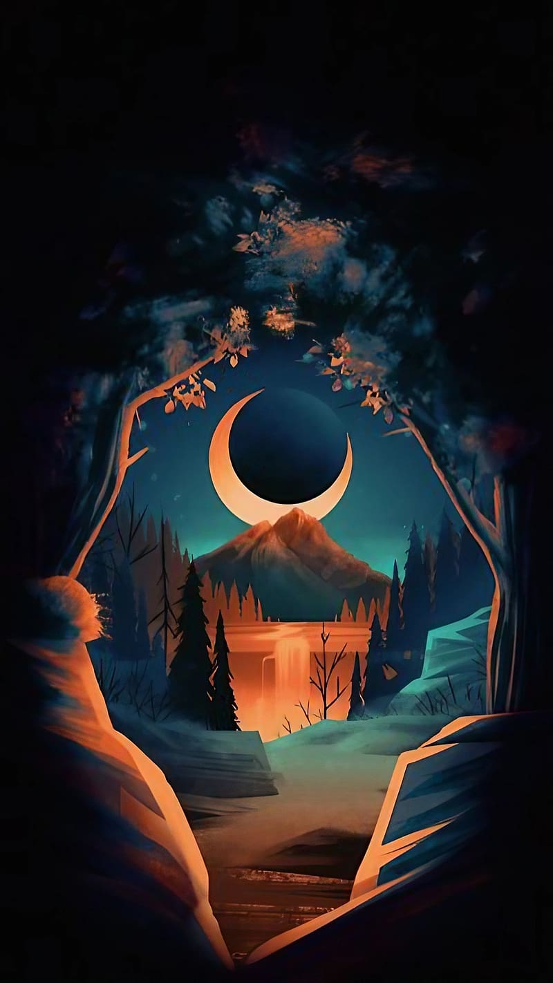 800x1422 Realme C21y, Art Work, painting art, moon, HD phone wallpaper
