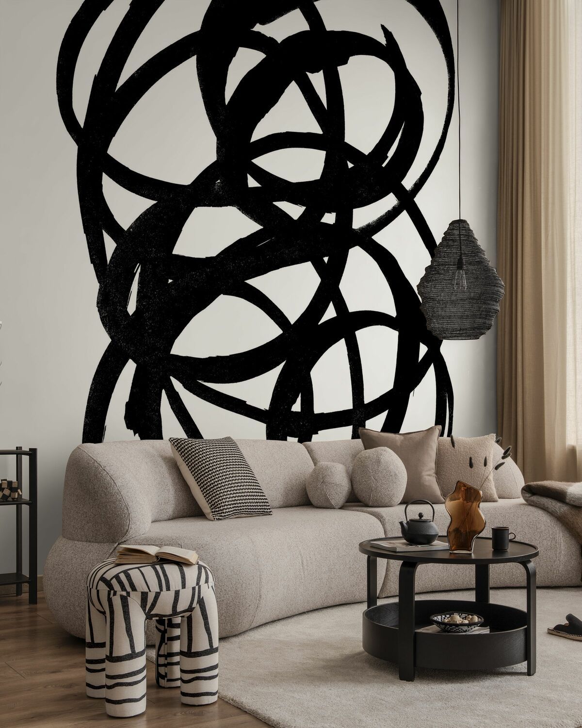 1200x1500 Wall Mural Scribble Black And White & Design The Wall Or Peel And Stick
