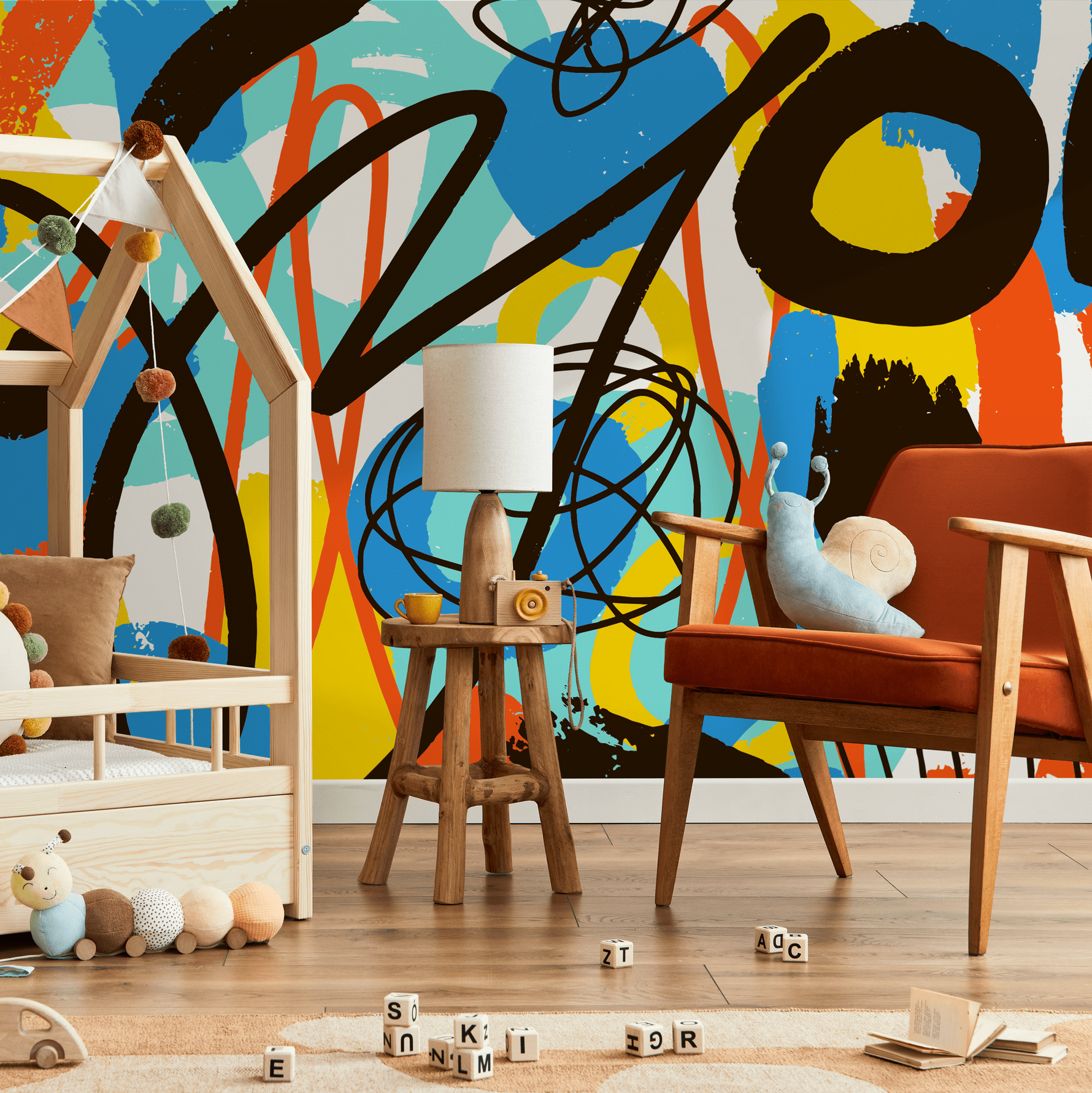 1780x1781 Abstract Graffiti Wallpaper Wall Decor. B873 1 roll: 24w x 124h / Canvas: Peel and Stick