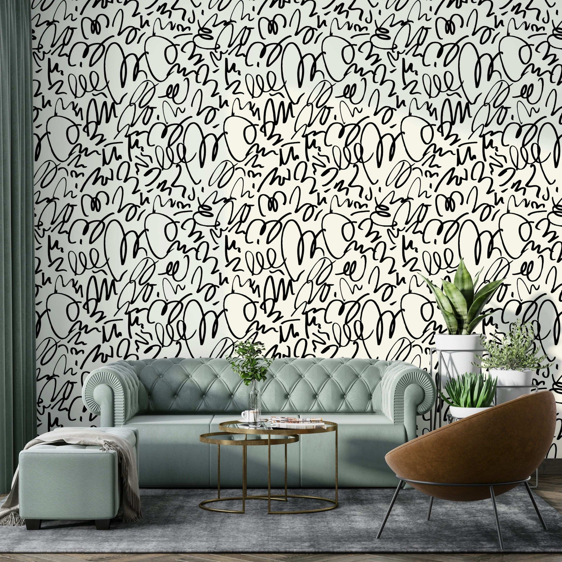 1946x1946 Free Marker Wallpaper Black Scribble Pattern