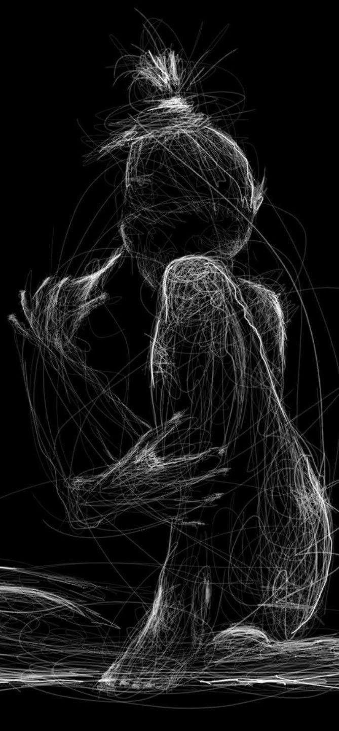 669x1439 Black and white scribble art. Body line art wallpaper, Black art line wallpaper, Drawing painting