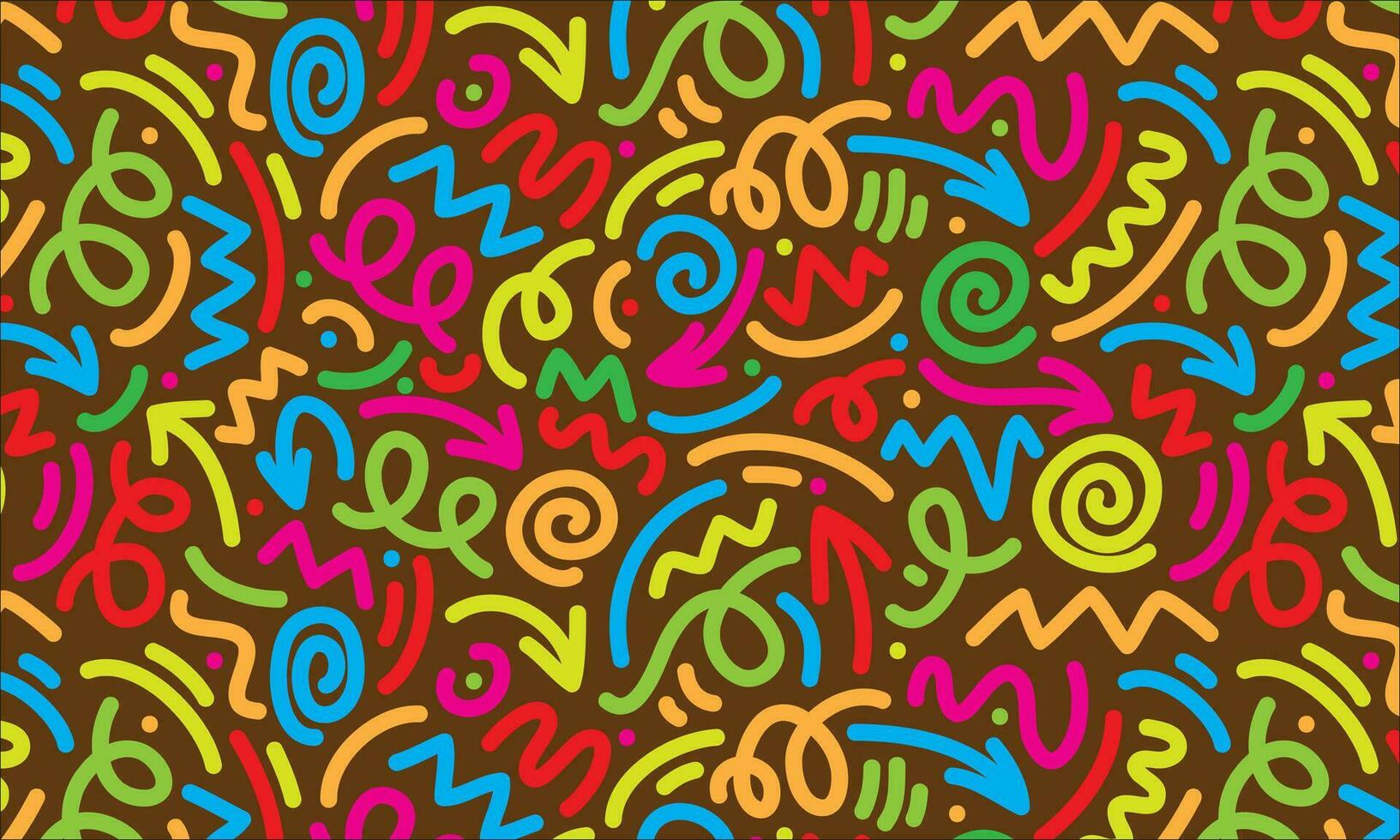 1633x980 fun colorful line doodle seamless pattern. Creative abstract art background collection for children or festive celebration design. Simple childish scribble wallpaper print texture bundle