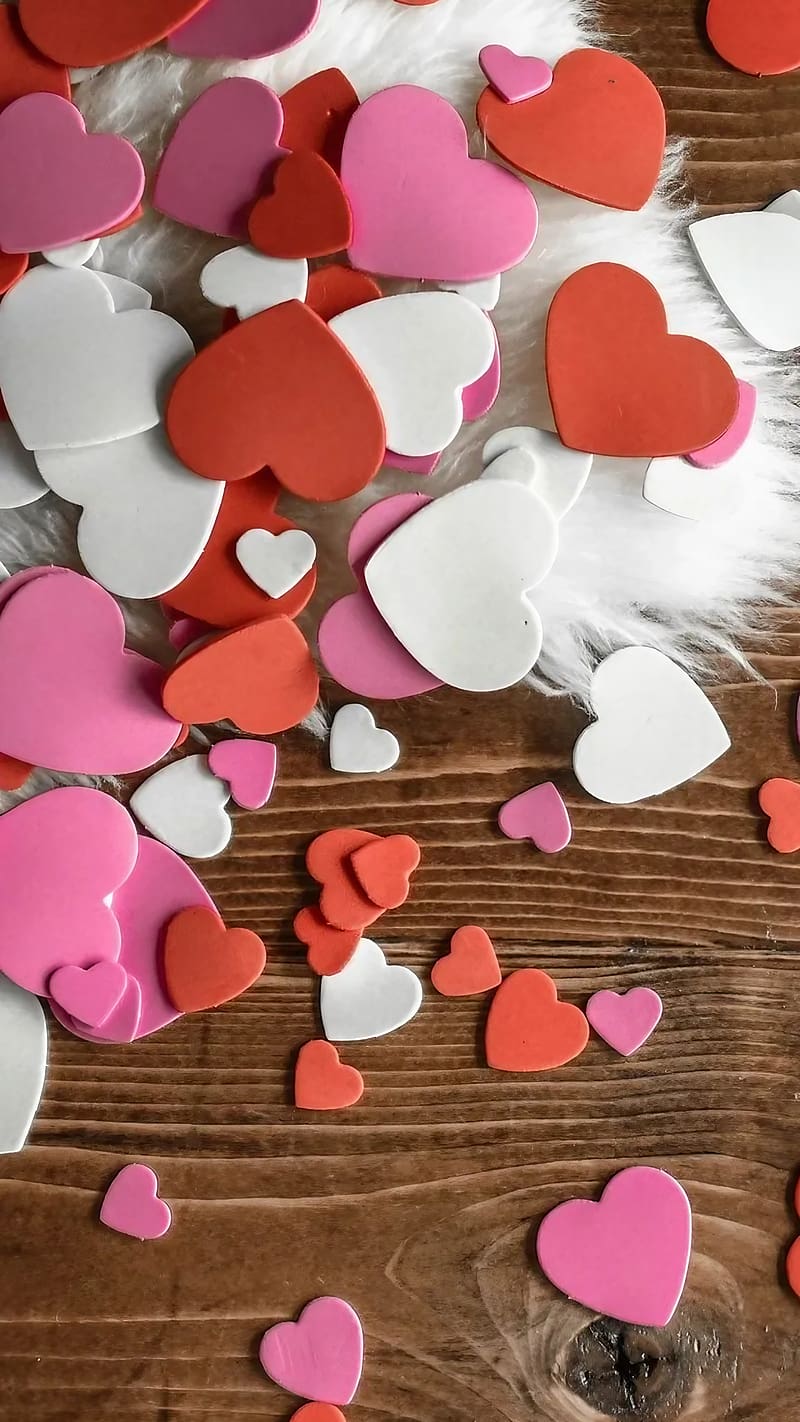 800x1422 Realme C25 Y, Hearts Multicolored Fur Table, HD phone wallpaper