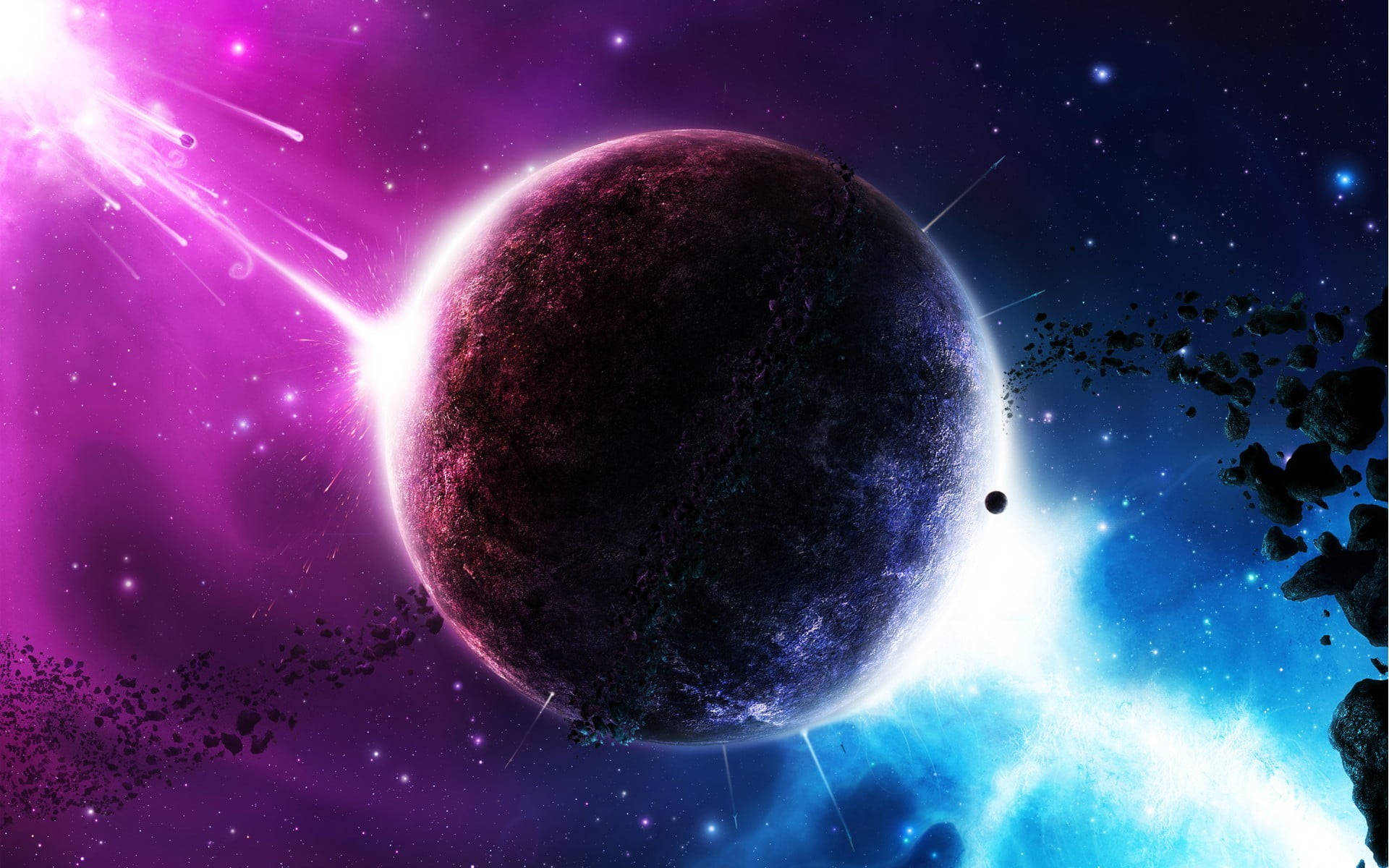 1920x1200 Big Planet In The Middle Of A Colorful Galaxy Wallpaper