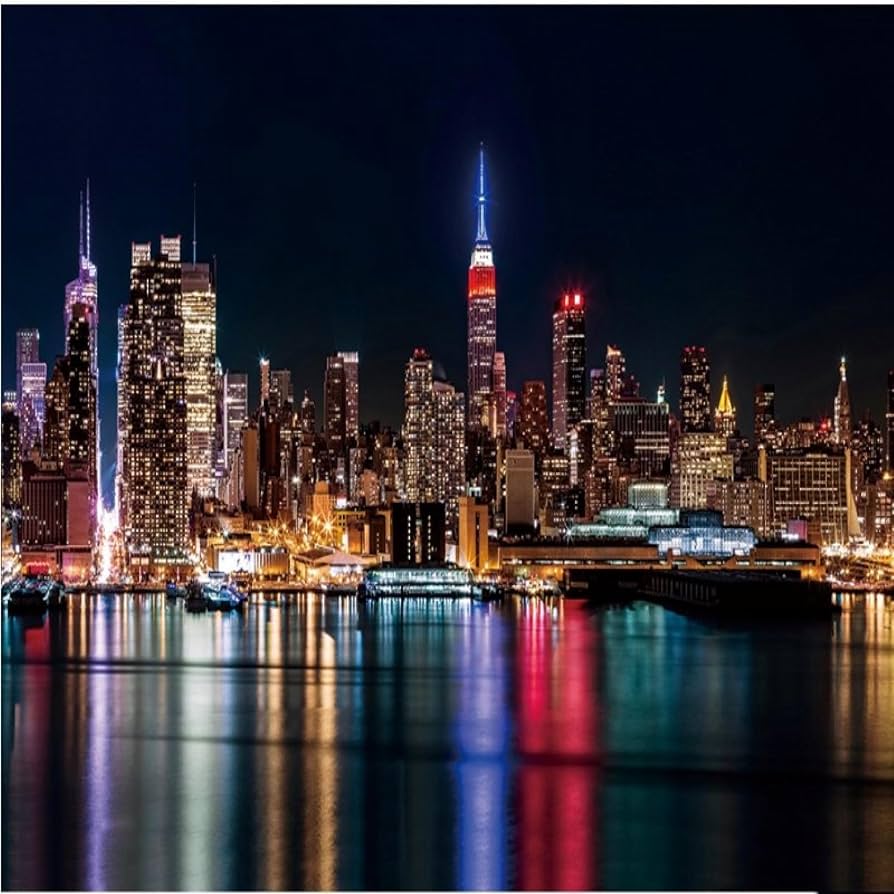 894x894 Custom Wallpaper New York Night View City Night Painting Abstract Living Room TV Background Wall *350cmx256cm (137.8x100.8inch) : Amazon.co.uk: DIY & Tools