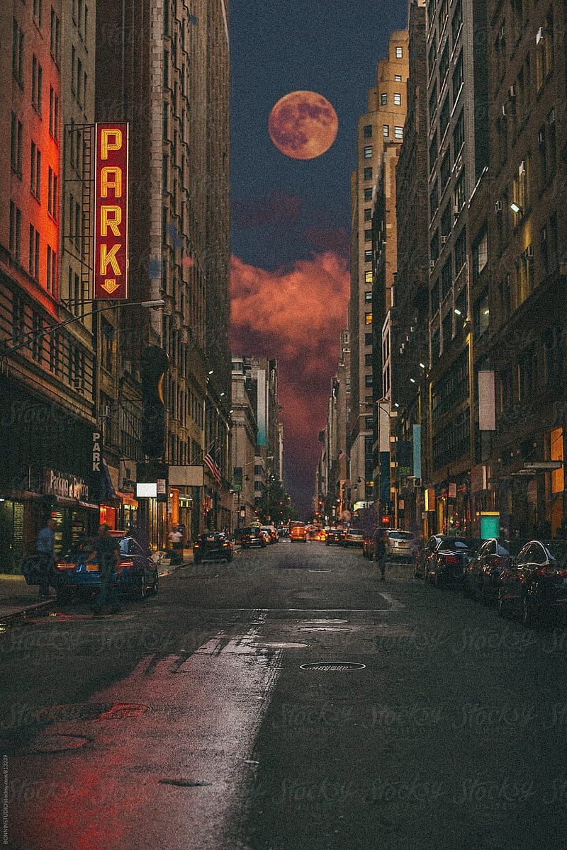 800x1200 Moon view, ay, city, new, new york, night, rain, street, york, HD phone wallpaper