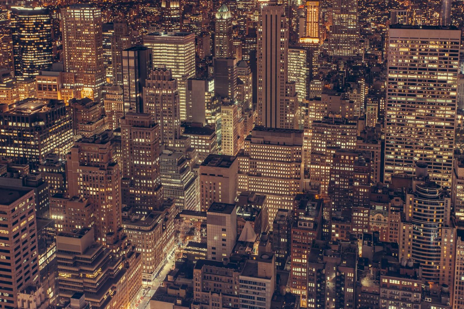 1620x1080 Free new york cityscape night offices lights